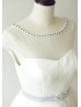 Sheer Cap Sleeves Ivory Tulle Chic Short Wedding Dress